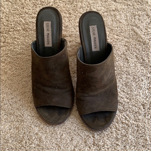 Steve Madden olive green leather mule Sz 9.5 - Picture 1 of 2